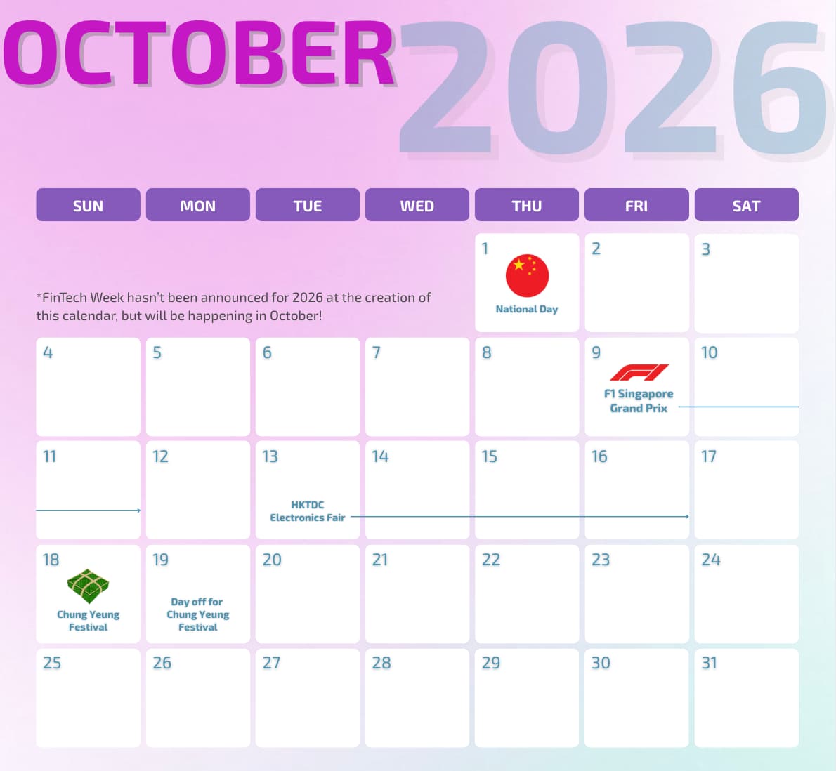 Marketing calendar for October 2026